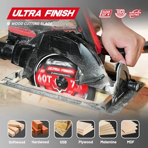 EZARC 7-1/4 Circular Saw Blades, 60T Ultra Finish for Laminate, 2-Pack - size: 7-1/4'', style: 60T