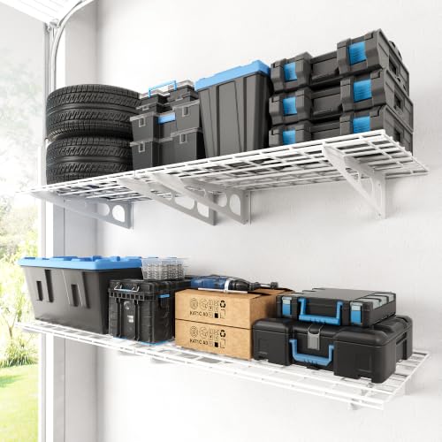 FLEXIMOUNTS 4-Pack 2x3ft Garage Shelving, 24"x72" Storage Shelves, White - color: White, size: 4 pack-2x3 ft