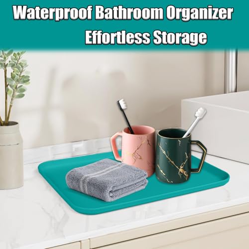 Plastic Serving Trays, 12 Pack Cafeteria Trays Plastic Fast Food Tray for DIY Projects, Painting, Beads, Organizing Supply, 9.4 X 6.7 X 0.6 Inches (Turquoise) - color: Turquoise