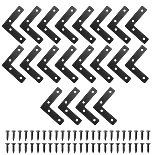 Litoexpe 20 Pcs Black L-Shape Angle Bracket 60mm - size: 2.36" x 2.36", style: L Shape