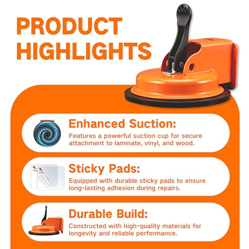 Floor Gap Fixer Tool Suction Cup Gap Puller with 2 Reusable Sticky Pads, Heavy Duty Repair Tool, Laminate Flooring Tools, Vinyl Floor Repair Kit, Gap Tool