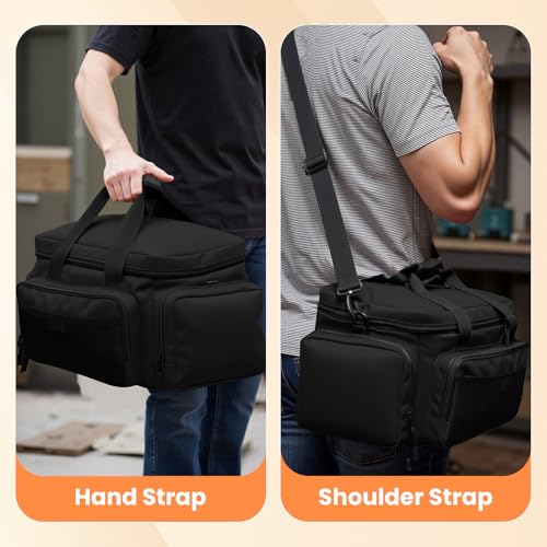 VJI 18" Heavy Duty Tool Bag with Adjustable Shoulder Strap, Black - color: Black