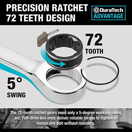 DURATECH 8-Piece Ratcheting Wrench Set, SAE, 5/16" to 3/4" - size: Set（5/16" to 3/4"）