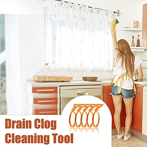 5 Pack 25inch Drain clog remover, Snake Drain Cleaner Hair Clog Remover tool, Shower kitchen sinks and bathtubs, sink snake, hair toilets sewer pipe cleaning tools.