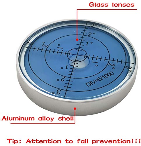 Horizontal Bubble Cardan Level - High Precision Round Bubble Spirit Level Accuracy 15'/2 Diameter 60X10mm (Noctilucent)