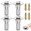 Bathroom Sink Drain Strainer, Pop-Up Bathroom Sink Stopper with Removable Stainless Steel Hair Catcher Basket, Universal Fit for US Bathroom Sinks, Showers & Floor Drains (4pcs) - color: 4pcs