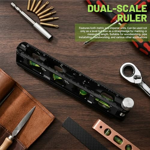 Torpedo Level, Small Level Tool, Mini Magnetic Nivel Leveler, 6" Aluminum Alloy Bubble Leveling Tool, Four Angles, for Plumbing Conduit, Metric and SAE