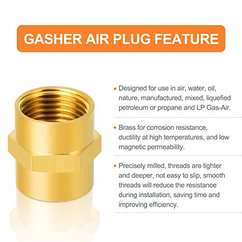 GASHER 8PCS Brass Pipe Fitting Hex Coupling Kit 1/8 inch 1/4 inch 3/8 inch 1/2 inch - style: Hex Coupling Kit（8Pcs）