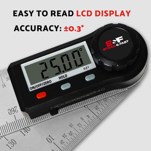 S&F STEAD & FAST Stainless Steel Digital Angle Finder Tool, 7 Inch / 200 mm - size: Full Size