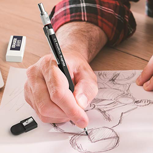 Nicpro 2mm Metal Mechanical Pencil Set with Case, 2PCS - size: 2 Pack