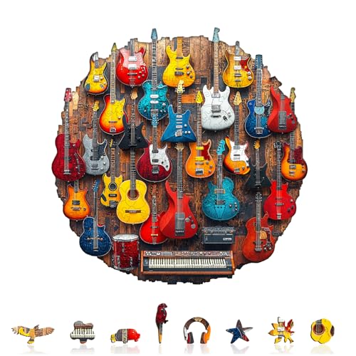 Wooden Puzzle for Adults-Guitar Wall Wood Jigsaw Puzzle-L-265 PCS - color: Guitar Wall, size: Large