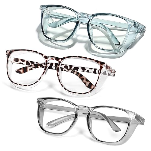 Safety Glasses Goggles for Women Girls Anti Fog Protective Eyewear Glasses - color: Blue+tortoise+grey