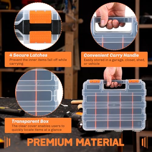 Small Parts Organizer Storage Case Tools Box 34-Compartments - color: Orange