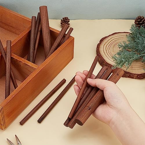 OLYCRFAT 14 Pcs 4 Size Walnut Dowel Rods 6 Inch Length Dowel Rods Wood Sticks Unfinished Round Sticks Wooden Carving Blocks Waxed Wooden Sticks for Building Model Material DIY Craft - Coconut Brown - color: Round - Walnut Wood
