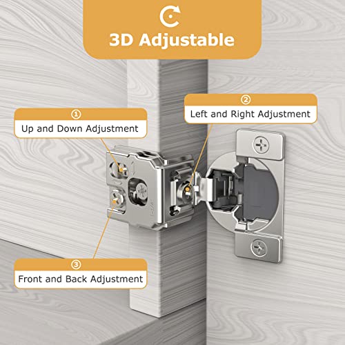 Furniware 50 Pieces 1-1/2 inch Overlay Soft Close Hinges for Kitchen Cabinet Hinges Satin Nickel Hidden Hinges Soft Closing Cabinet Hinges Stainless Steel Concealed Hinge self Closing 105 Degree - color: Satin Nickel - 50 Pack, size: 1-1/2 Inch