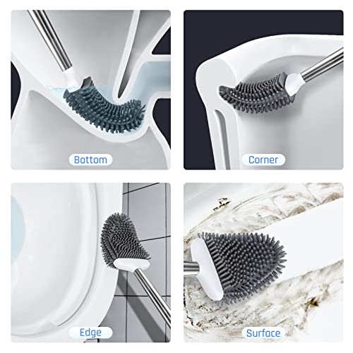 Sellemer Silicone Toilet Brush, Ventilation Slots Base Holder 1 Pack, White - color: White-1pcs