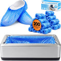 Shoe Cover Dispenser with 200 Pcs Disposable Shoe Covers - Automatic Shoe Cover Machine deal for Home, Office, Factory & Hospital Floor Protection (Silver)