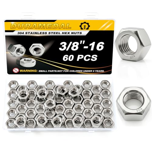 3/8-16 UNC Hex Nuts 60Pcs 304 Stainless Steel A2-70 Rustproof - size: SAE 3/8-16;60pcs