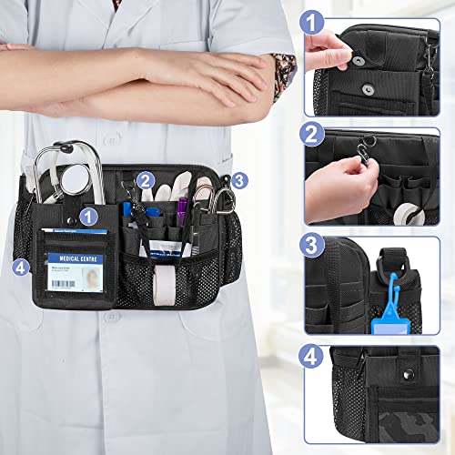 Damero Nurse Fanny Pack with Multi-Compartment and Tape Holder, Black - color: Black
