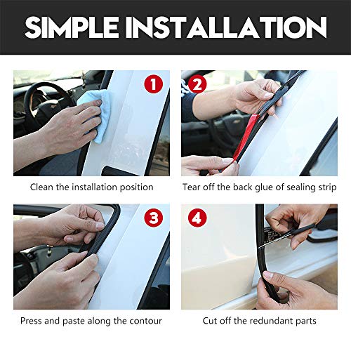 Universal Door Seal Strip for Car & Truck, Rubber Weatherstrip for Windows Sunroof & Engine Cover, Soundproof Protection(2 Rolls, 16.5 Ft Each) - size: 51/100" (W) x 1/5" (T) x 33' (L)