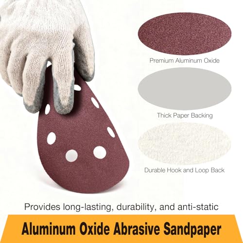 120 Pcs Sanding Discs, 5 Inch Sandpaper, 40, 60, 80, 120, 150, 240 Grits