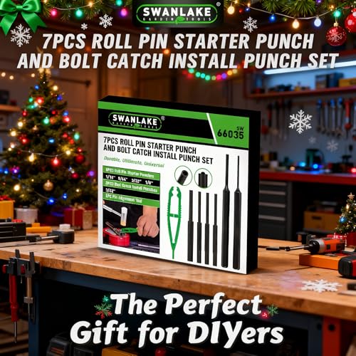 7-Piece Premium Roll Pin Starter Punch and Install Punch Set - 1/16, 5/64, 3/32, 1/8-inch - color: Roll Pin Starter Punch - Black
