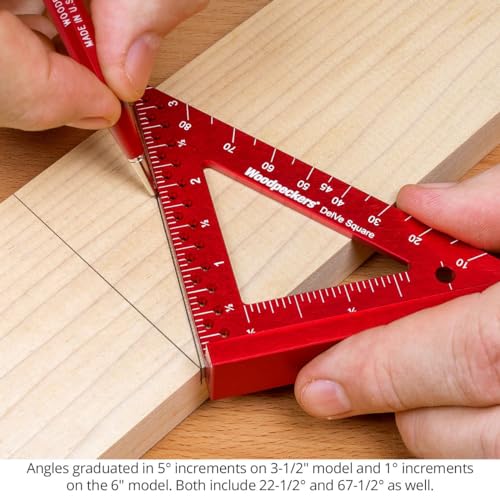 Woodpeckers Delve Square, 10-in-1 Woodworking Layout Tool, 3.5 & 6 Inch Set, Aluminum, Feature Packed Carpenter Square - color: Aluminum, style: Kit - 3.5 & 6 Inch