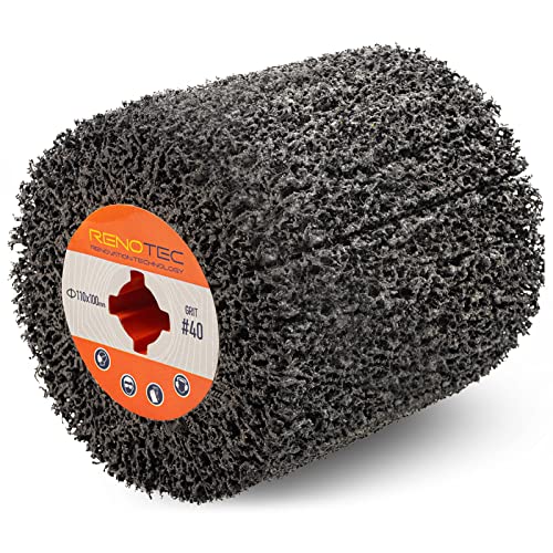 Black Cleaner Flap Wheels, Strip Drum, 110x100mm, 4 inch, for Pickling, Removing Rust, Paints, enamels, oxidations. for Burnishing Polishing Machine (40 GRIT) - style: Strip Drum #40