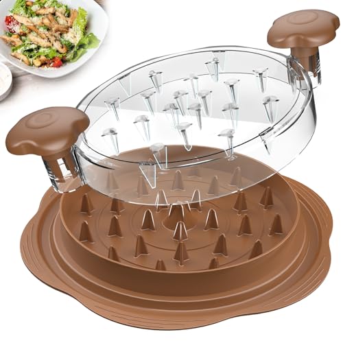 Chicken Shredder Tool Twist Large Meat Shredder with Brush&Fork, Brown - color: Brown