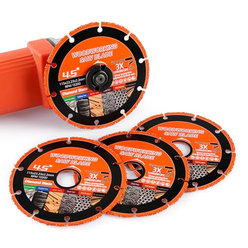 LOZLIN 2-Pack 4.5" Diamond Woodworking Saw Blades - Nail-Embedded Hardwood Cutting Discs for Angle Grinders, Circular Tooth Design for Oak/Teak/PVC/Alloy
