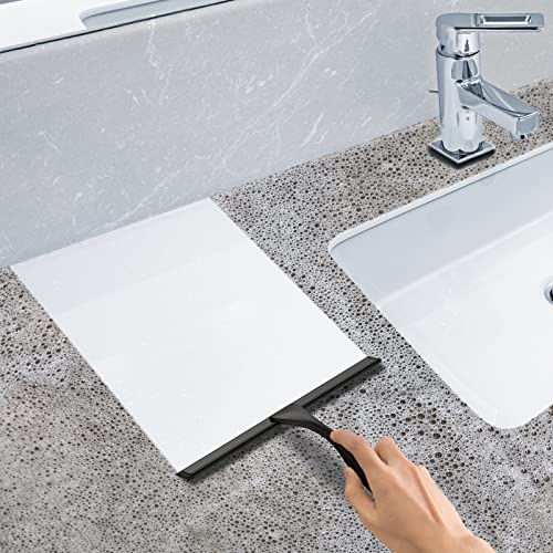 All-Purpose Stainless Steel Shower Squeegee for Shower Glass Door with Adhesive Hook, Bathroom Cleaner Tool Household Window Mirror Squeegee for Glass Doors, Cleaning Tile Wall, Car, 12 inch, Black - size: 12-inch