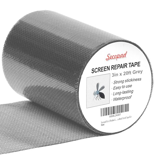 Secopad 3" x 240" (20FT) Screen Repair Tape, Screen Repair Kit, Grey - color: Gray, size: 3IN x 20FT