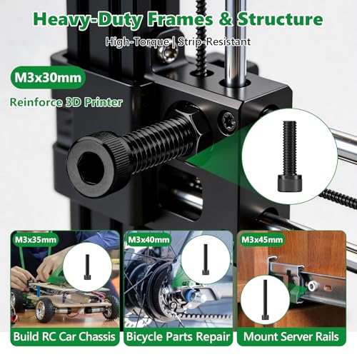 481PCS M3 Screw Assortment Kit, 12.9 Alloy Steel Hex Socket Cap Bolts - size: M3 481pcs 3
