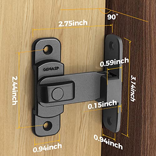 Door Lock Latch, 90 Degree Flip Barn Door Lock, Secure Portable Hook Lock Latch for Door, Garden, Bathroom, Garage, Window, Outdoor, Garage, Barn (Black)