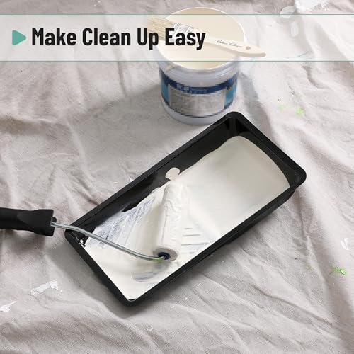 Bates 4 Inch Paint Tray Liners - 12 Pack Black Plastic Disposable Paint Pans - color: Black, size: 12 Pack 4 Inch