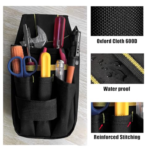 Small Tool Pouch with Belt Clip, Tool Pouch Holder,Multi Pocket Holster Organizer for Electrician Construction Maintenance,Durable Lightweight - color: Yellow