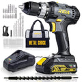RIDA 20V Cordless Power Drill Set 1/2'' Keyless Metal Chuck 355 In-lb DIY