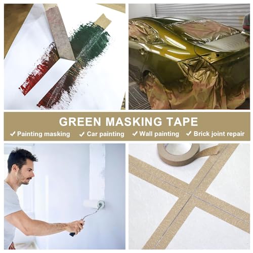 BOMEI PACK Brown Painters Tape 1 Inch Bulk - Paint Tape 5 Rolls x 1 Inch x 55 Yards - Brown Masking Tape for Walls Painting, DIY Crafting, and School Projects, Total 275 Yards - color: Brown