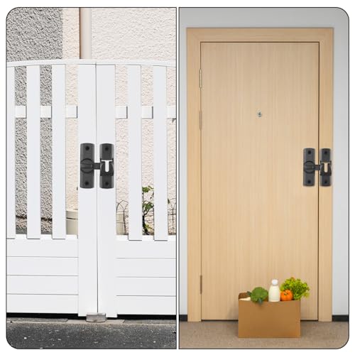 2 Pcs 90/180 Degree barn Door Lock, 90/180 Degree Flip Doors Latch Heavy Duty Rust-Proof Safety Sliding Door Lock with Mount Screws for Barn, Garden, Bathroom, Cabinet, Window, Sliding Door(Black)