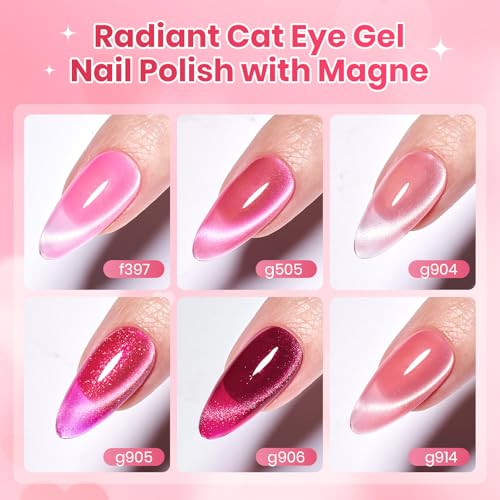 Beetles Pulse of Love Pink Cat Eye Gel Nail Polish Set, 6 Colors Pink Gel - color: A - Cat Eye | Pulse of Love