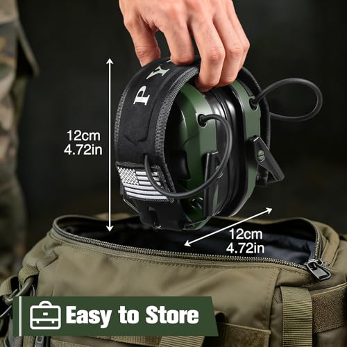 Electronic Shooting Ear Protection w/Gel Pads, 23dB NRR Active Noise Reduction & 3X Amplification Headset for Shooters - color: Green