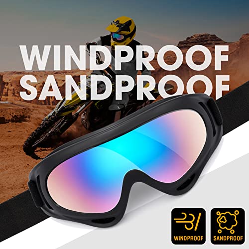 MAMBAOUT Kids Motorcycle Goggles, 2-Pack Dirt Bike Goggles Ski Goggles for Child, ATV Off-Road Racing Goggles for Boys Girls - color: 01.2-pack Transparent Lens × 2