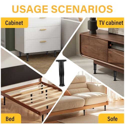 8 PCS Adjustable Height Bed Frame Support Legs - 7.8-14.6inch Bed Slats Support Leg with Screws, Furniture Legs for Bed Frame/Bed Center Slat/Cabinet/Dresser/Table/Sofa/Chair, Bed Replacement Legs - size: 8 PCS