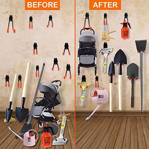 Dirza Garage Hooks 10 Pack Steel Garage Storage Utility Double Hooks, Heavy Duty Wall Mount Tool Hangers Organizers for Organizing Ladder, Power Tool,Bulk Items, Shovel, Ropes