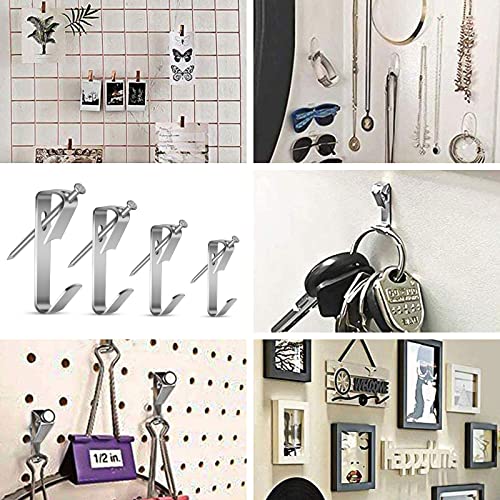 Picture Hanging Hooks, 50 Pcs Heavy Duty 10-50 lbs Picture Hangers Hardware kit with Nails for Picture Frame, Canvas, Mirror Hanging Decoration - size: 10-50LB SLV
