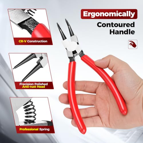 BILITOOLS 4PC 9" Internal & External Snap Ring Pliers Set - size: 9'' Internal & External Snap Ring Pliers Set