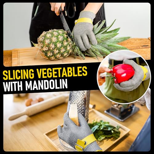 COOLJOB A9 Food Grade Cut Resistant Gloves for Kitchen Chef Butcher, S-XL - size: Large