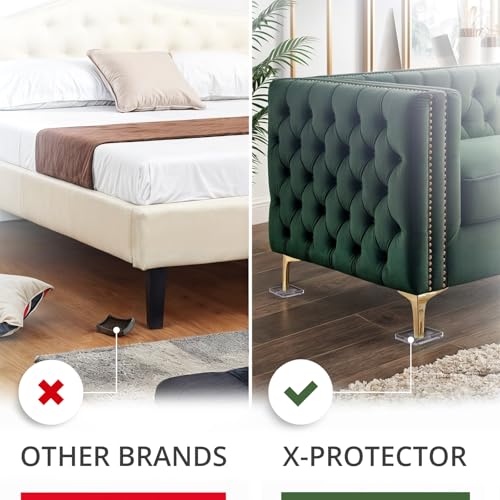 X-Protector Furniture Cups - 4 PCS 3" - Non Slip Furniture Pads (Square) - color: Transparent
