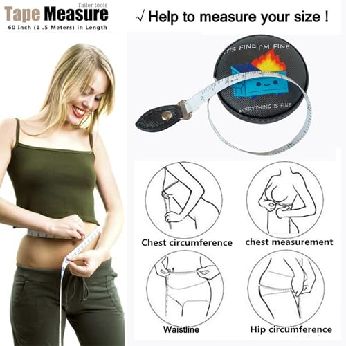 Tape Measure for Body Measuring Fabric Sewing Tailor Ruler Flexible Soft Pocket Small Mini Body Measurement Cloth Measuring Tape 60 Inch Premium Leather Retractable Tape Measure - color: Fire 1 pack