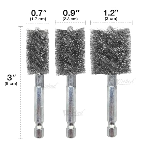 WICKED Professional ID Copper Tube Pipe Cleaner Replacement Brushes (1/2” & 3/4’’ & 1” (Multi-Pack)) - style: 1/2” & 3/4’’ & 1” (Multi-Pack)